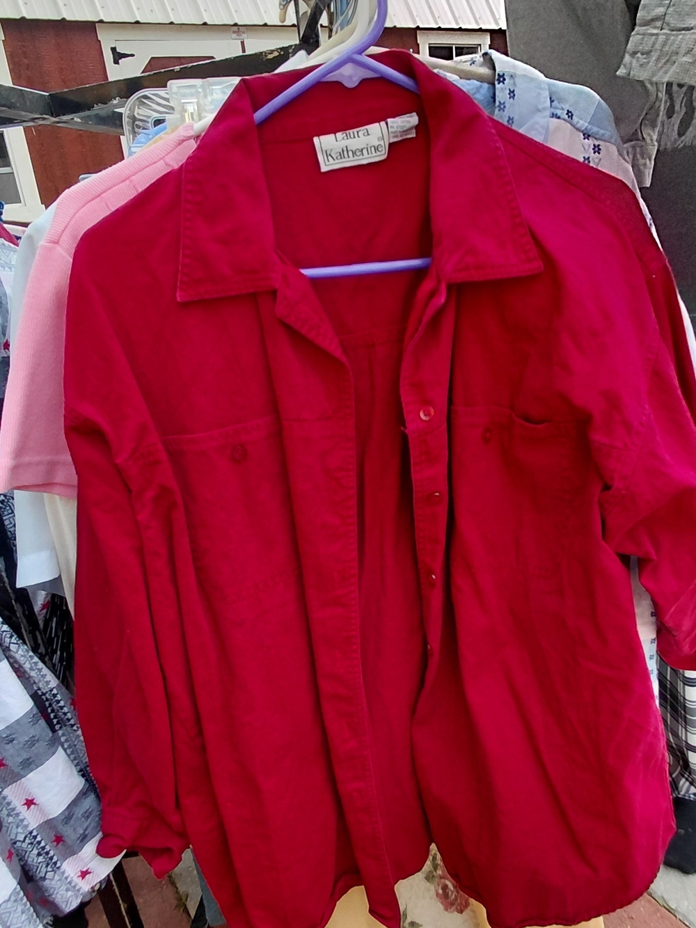 Vintage Laura Katherine Red Button-Up Shirt Jacket